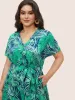 Tropical Print Button Up Belted Jumpsuit sold by Bloomchic