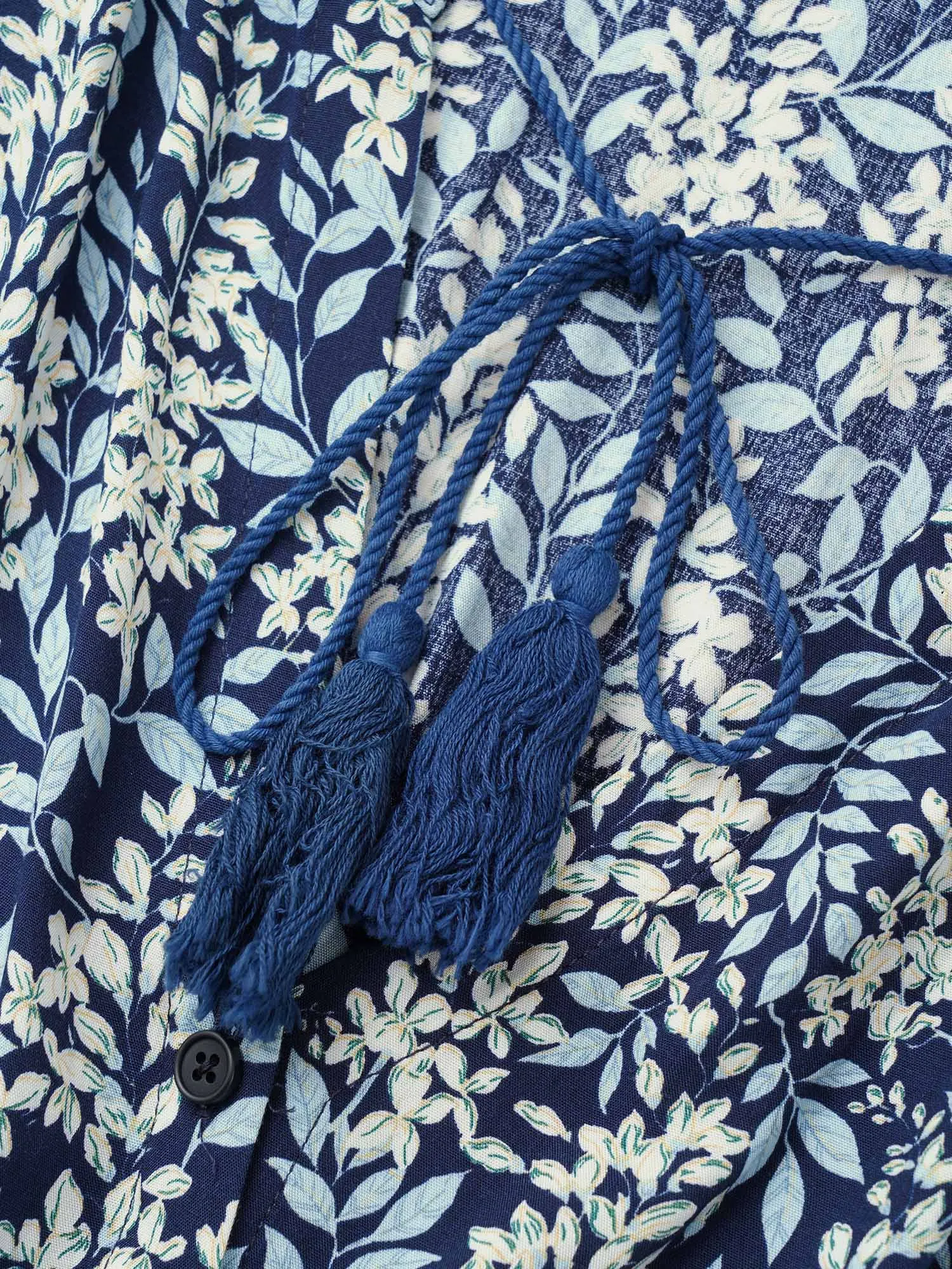 Plants Print Elastic Waist Ties Tassel Trim Jumpsuit sold by Bloomchic product image thumbnail 5