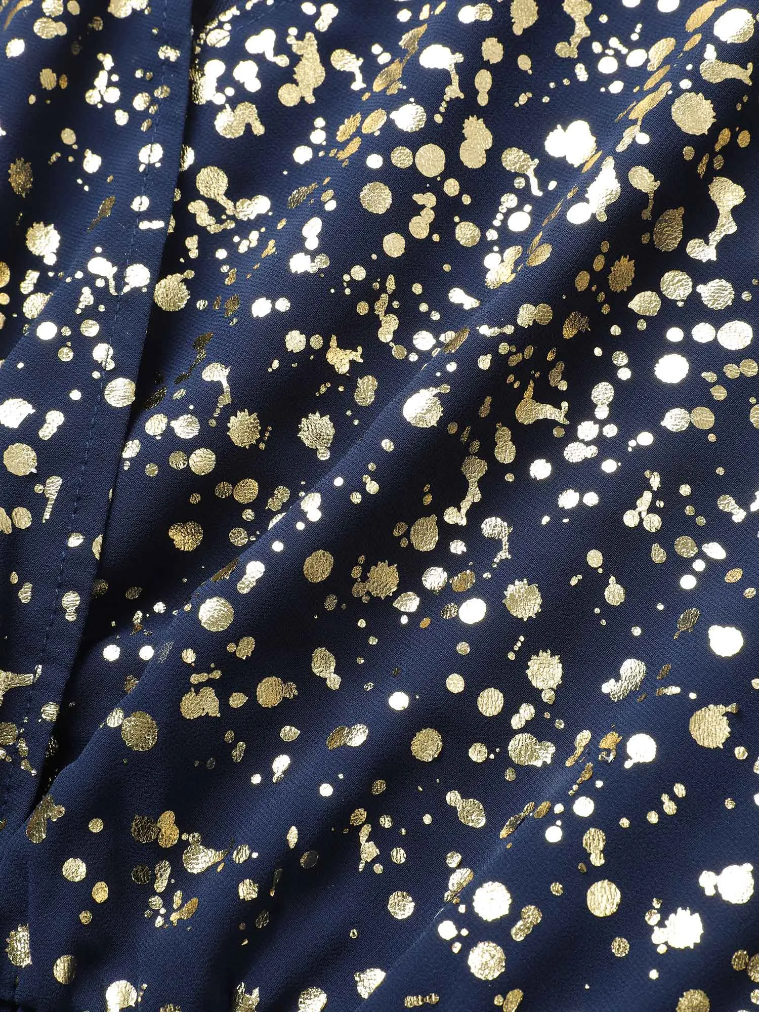 Glitter Overlap Collar Mesh Flutter Sleeve Jumpsuit sold by Bloomchic product image thumbnail 5