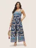 Boho Print Elastic Waist Ruffles Cami Jumpsuit sold by Bloomchic