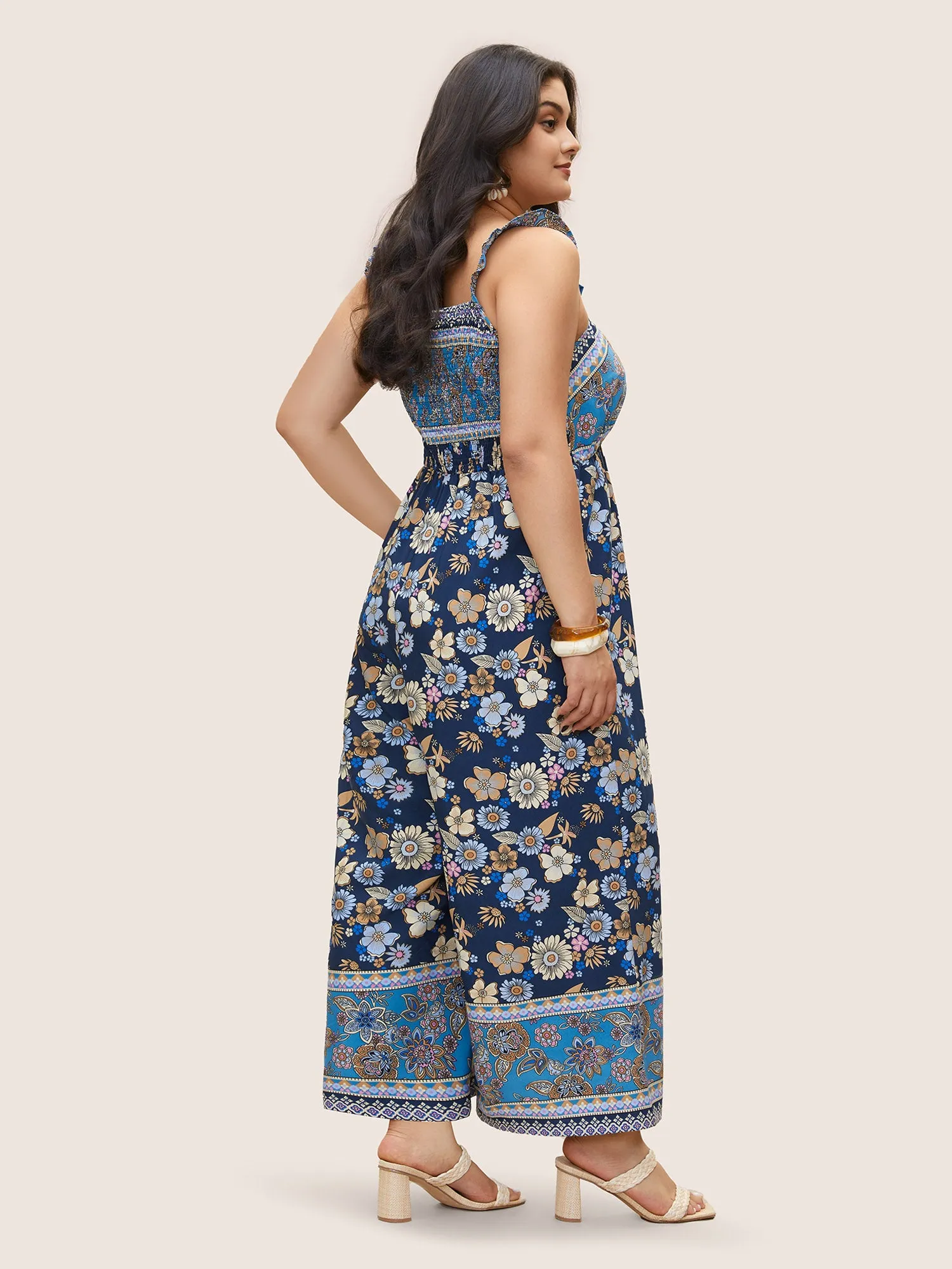 Boho Print Elastic Waist Ruffles Cami Jumpsuit sold by Bloomchic product image thumbnail 3