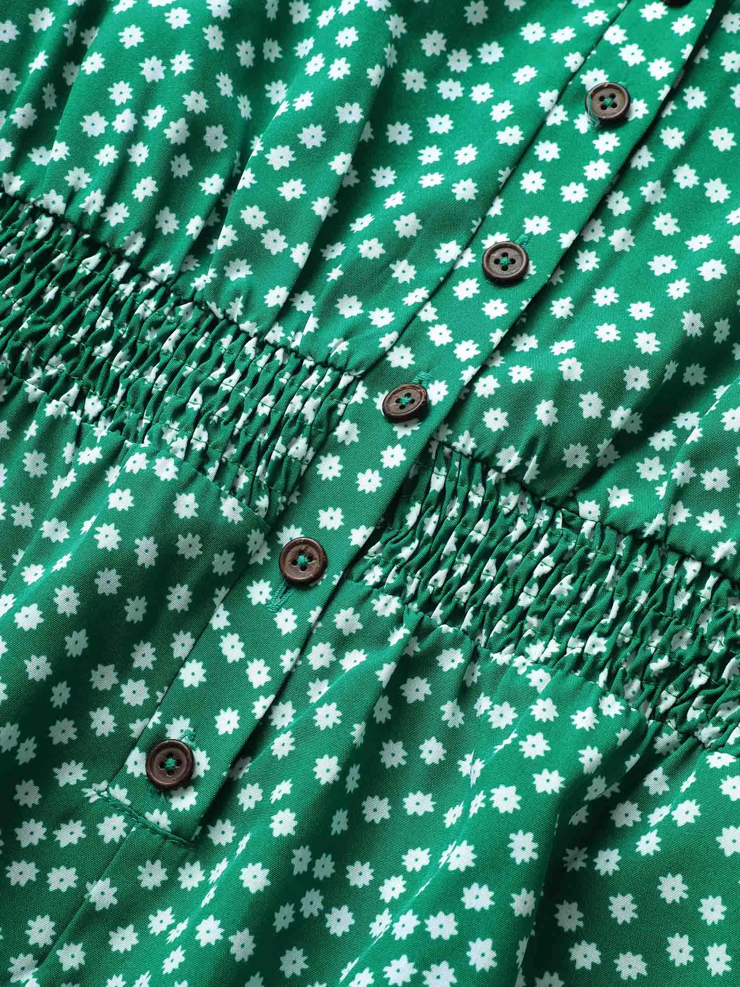 Ditsy Floral Elastic Waist Shirred Pocket Jumpsuit sold by Bloomchic product image thumbnail 5