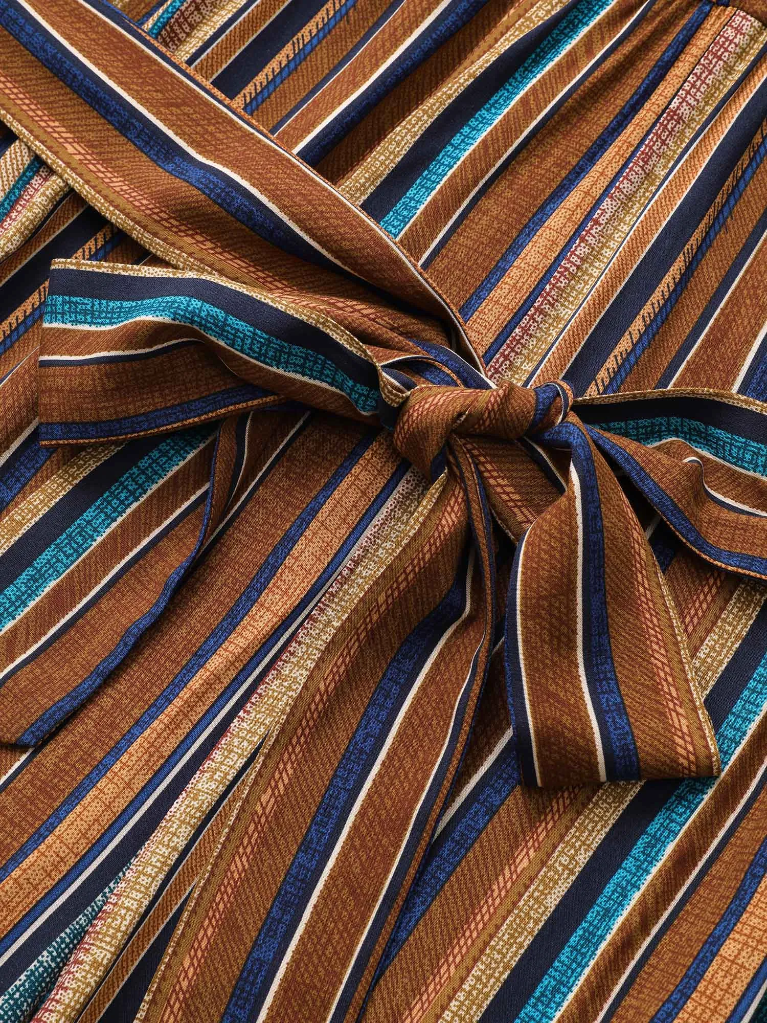 Rayon Contrast Striped Belted Jumpsuit sold by Bloomchic product image thumbnail 5