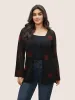Rose Pointelle Knit Ties Scalloped Trim Cardigan sold by Bloomchic