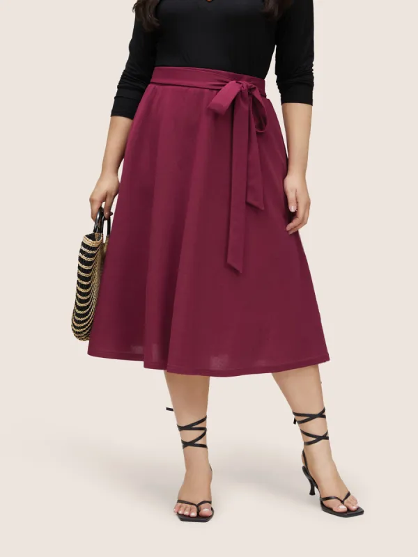 Plain Elastic Waist Pocket Ties Cropped Skirt sold by Bloomchic