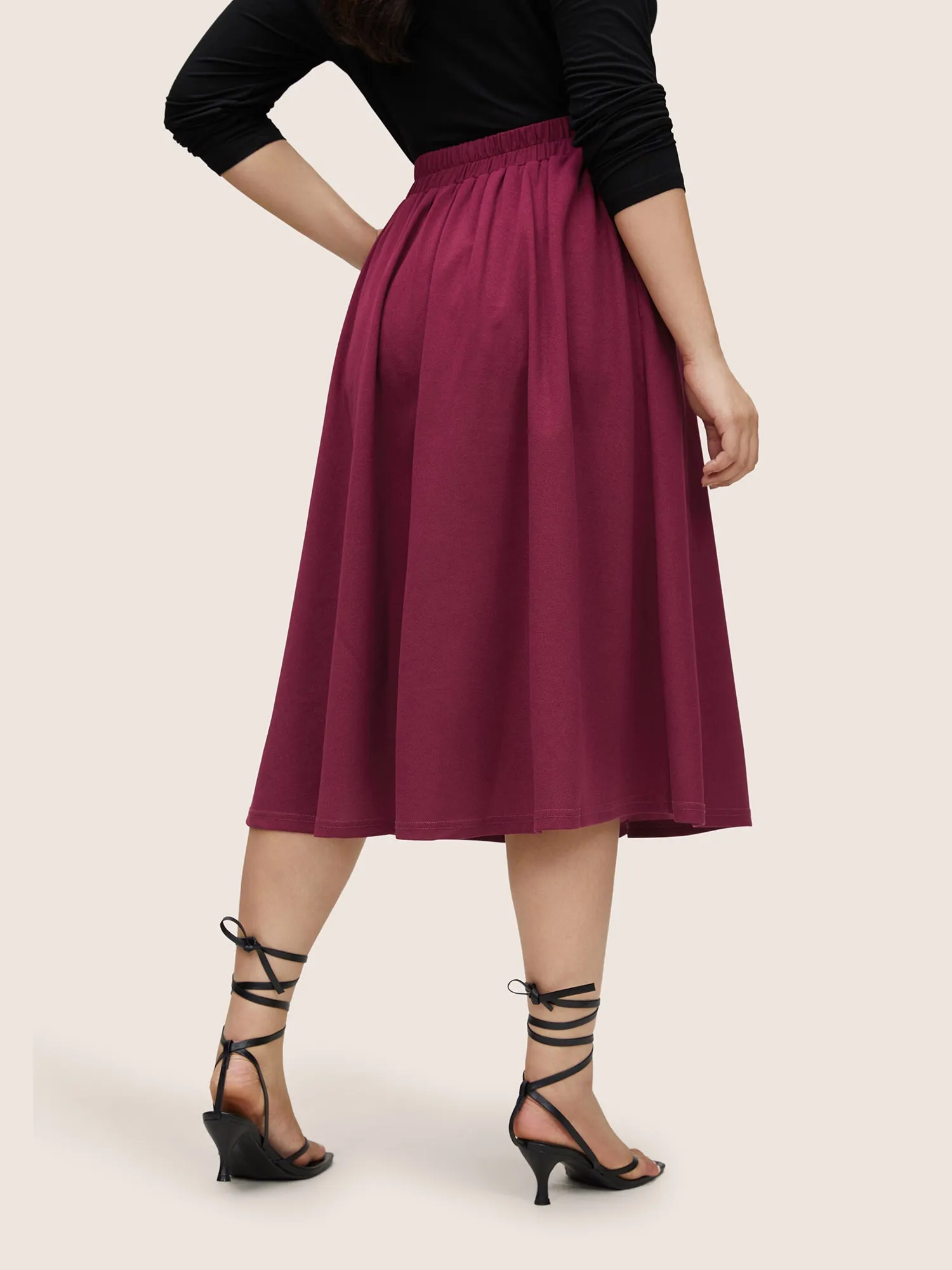 Plain Elastic Waist Pocket Ties Cropped Skirt sold by Bloomchic product image thumbnail 3