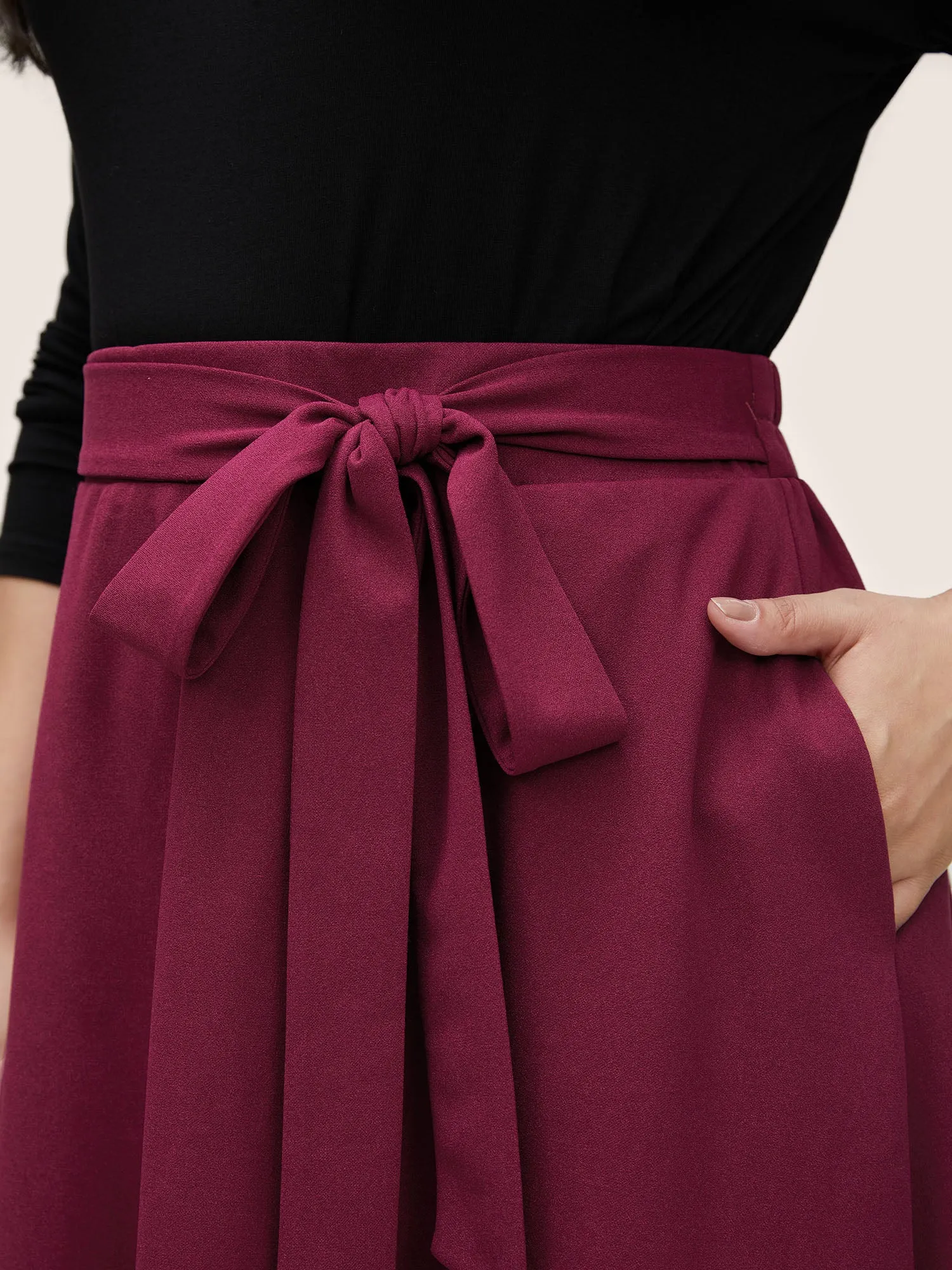 Plain Elastic Waist Pocket Ties Cropped Skirt sold by Bloomchic product image thumbnail 4