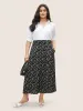 Ditsy Floral Split Side Pocket Button Detail Skirt sold by Bloomchic