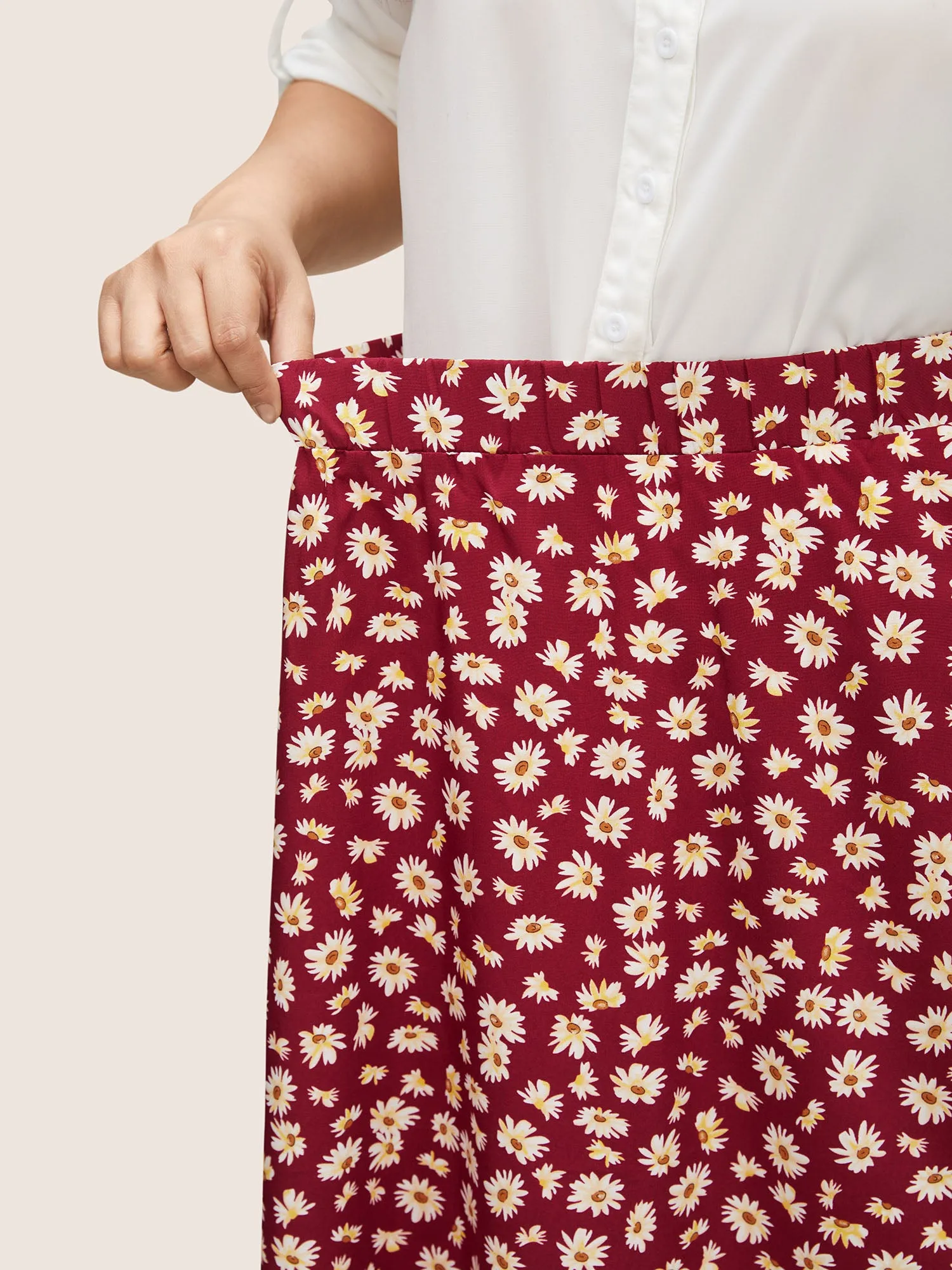 Ditsy Floral Elastic Waist Pocket Midi Skirt sold by Bloomchic product image thumbnail 3