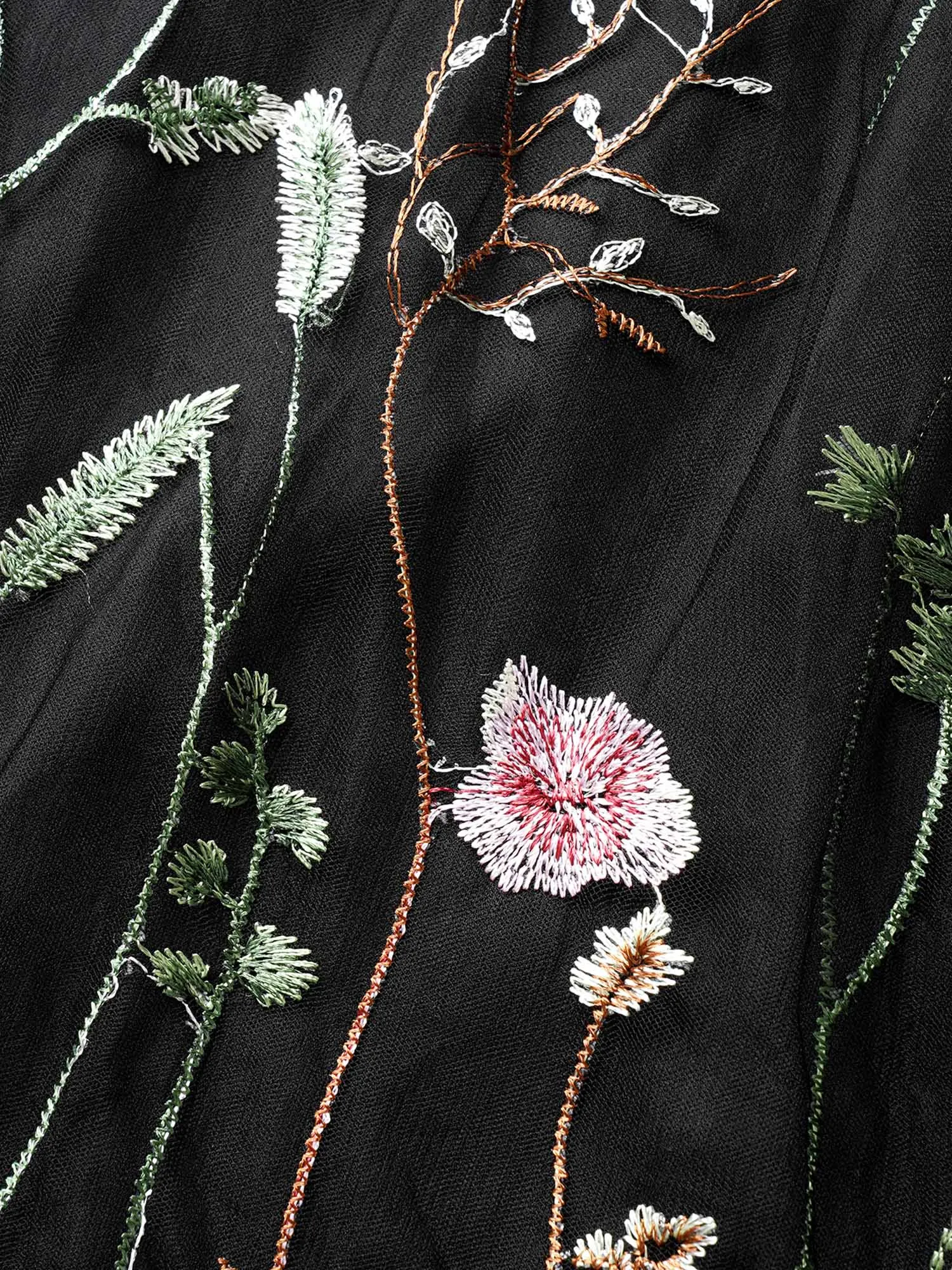 Plants Embroidered Mesh Elastic Waist Skirt sold by Bloomchic product image thumbnail 4