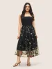 Plants Embroidered Mesh Elastic Waist Skirt sold by Bloomchic