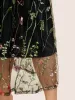 Plants Embroidered Mesh Elastic Waist Skirt sold by Bloomchic