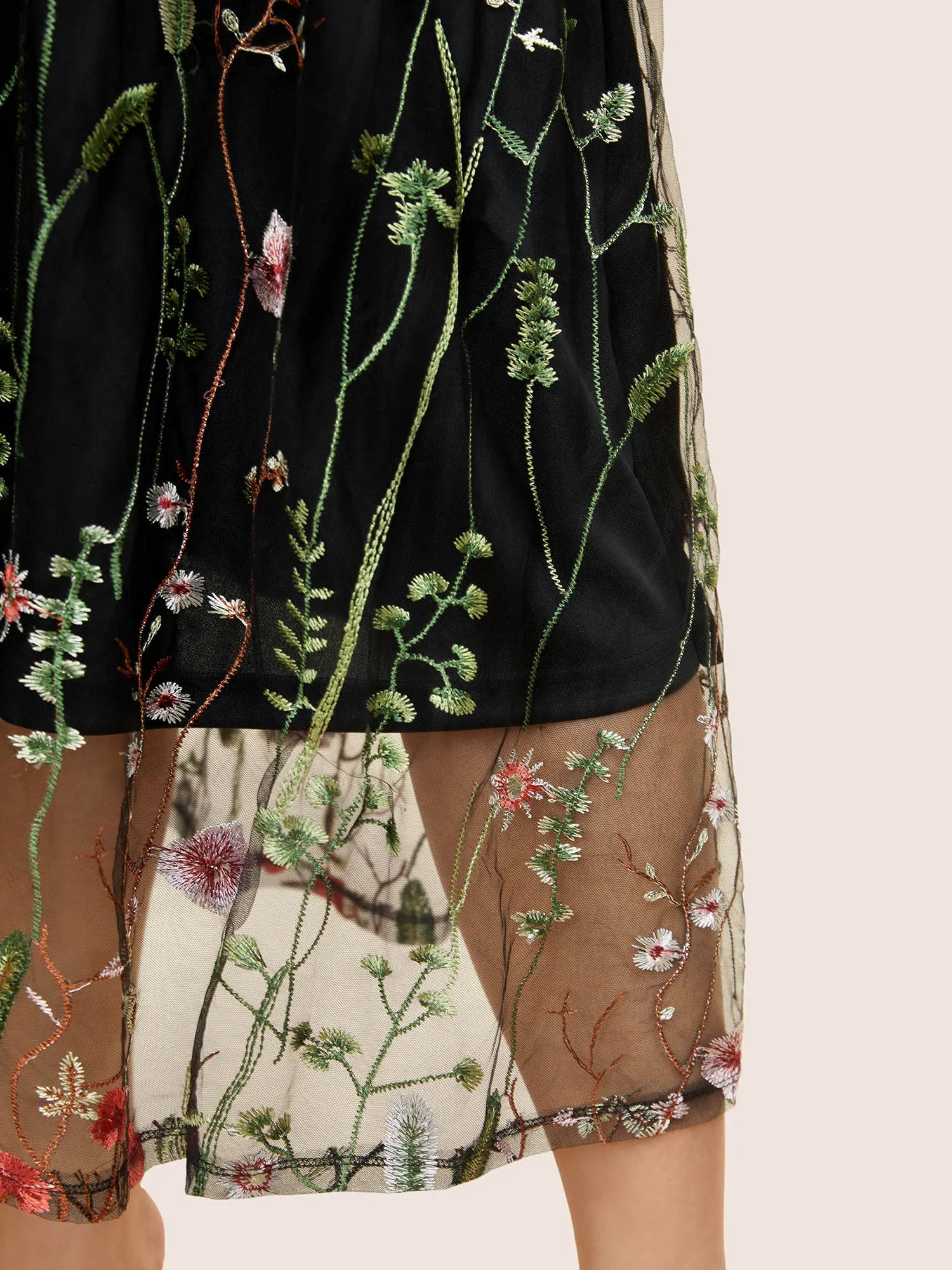 Plants Embroidered Mesh Elastic Waist Skirt sold by Bloomchic product image thumbnail 5