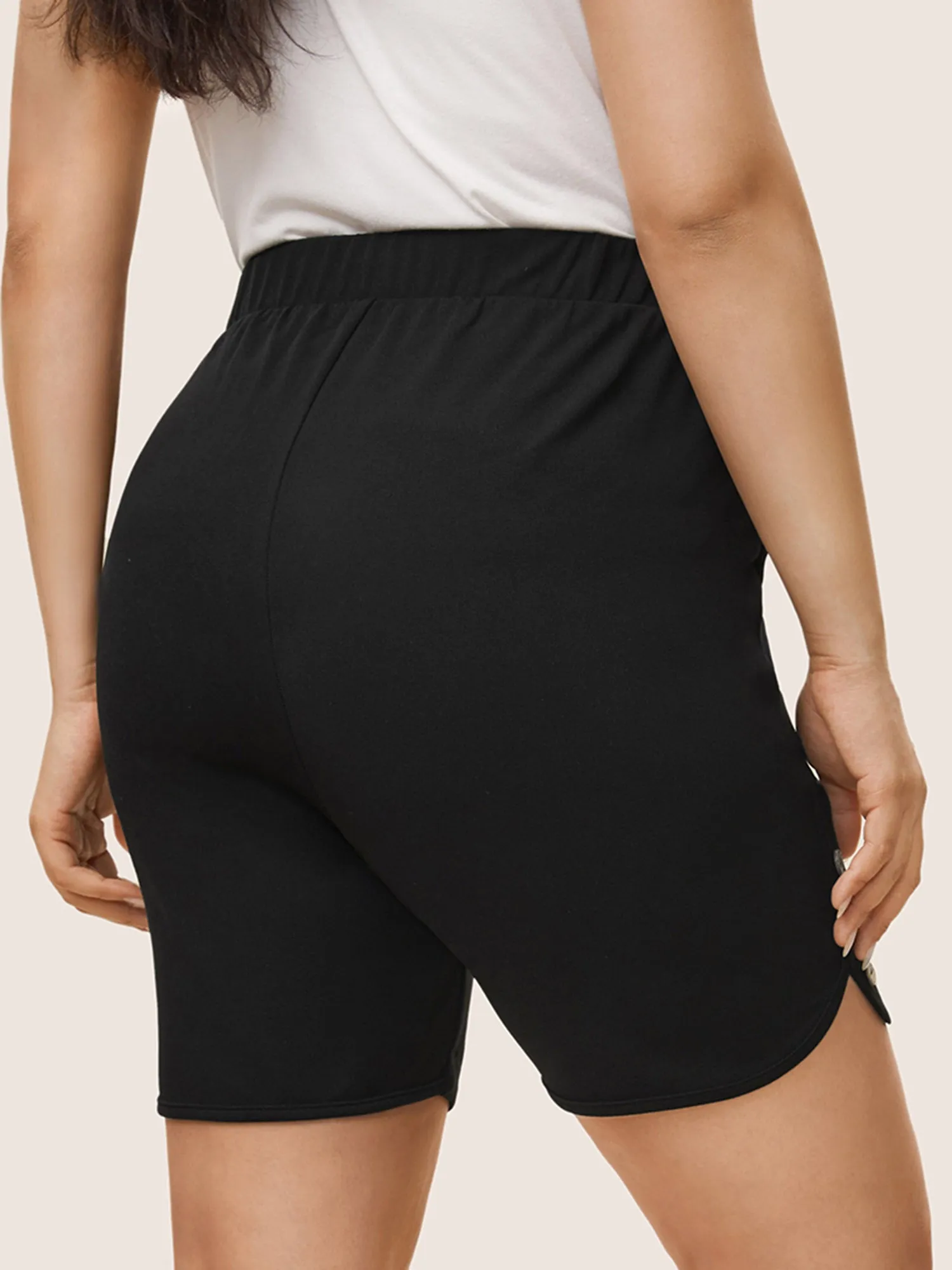 Mid Rise Button Detail Skinny Shorts sold by Bloomchic product image thumbnail 2