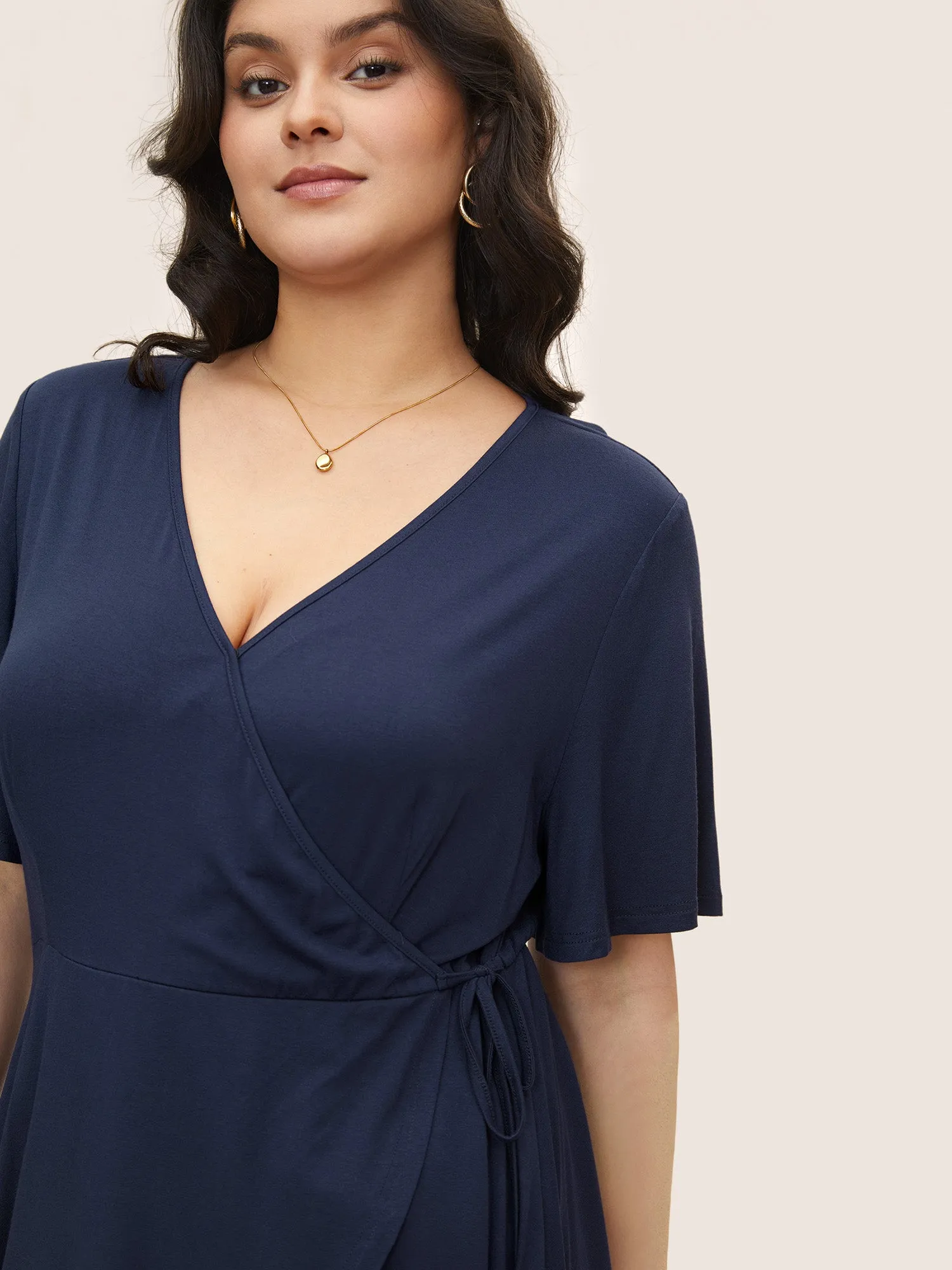 Supersoft Essentials Solid Surplice Neck Ties Knit Top sold by Bloomchic product image thumbnail 4