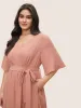 Solid Texture Belted Ruffle Sleeve Dress sold by Bloomchic