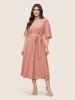 Solid Texture Belted Ruffle Sleeve Dress sold by Bloomchic