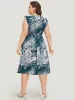 Floral Print Sleeveless Pocket V Neck Frill Trim Dress sold by Bloomchic