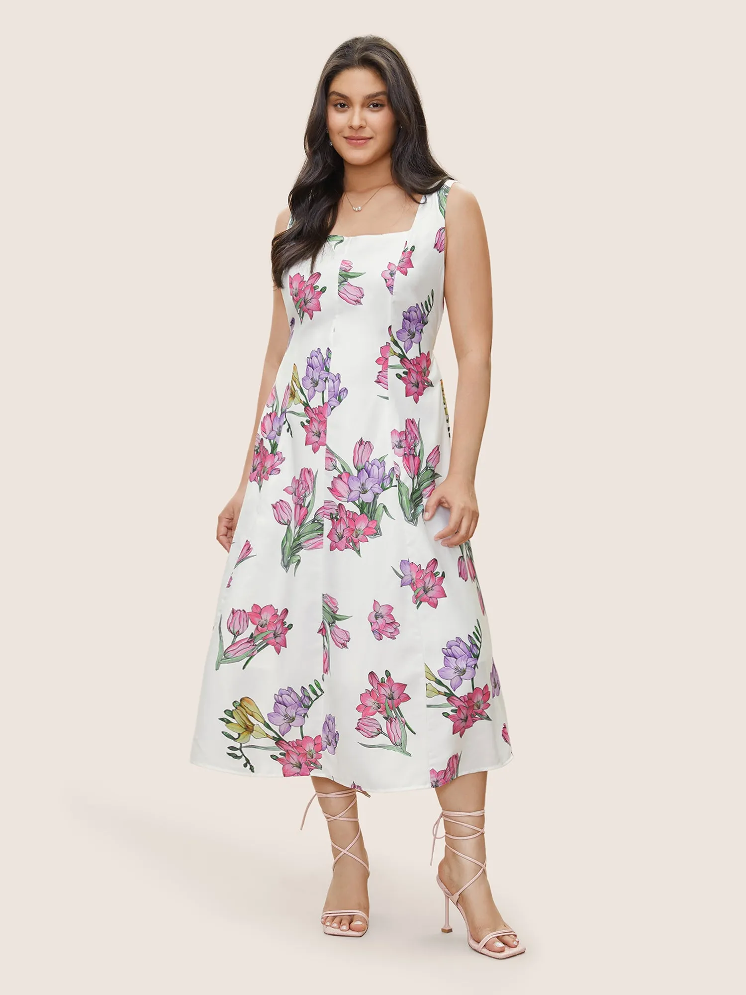 Floral Print Patchwork Pocket Spaghetti Strap Dress sold by Bloomchic product image thumbnail 2