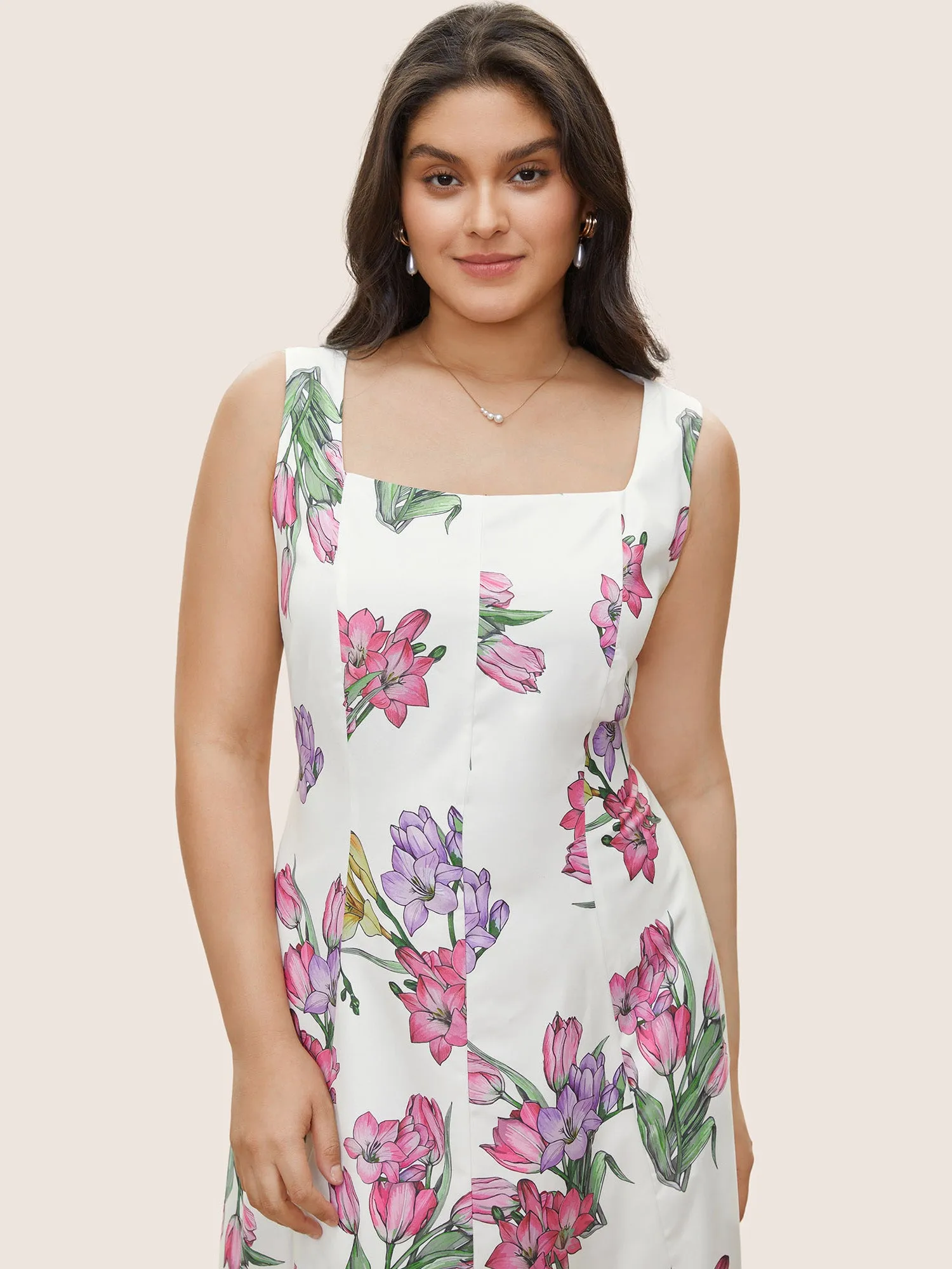 Floral Print Patchwork Pocket Spaghetti Strap Dress sold by Bloomchic product image thumbnail 5