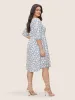 Ditsy Floral Square Neck Shirred Lantern Sleeve Dress sold by Bloomchic