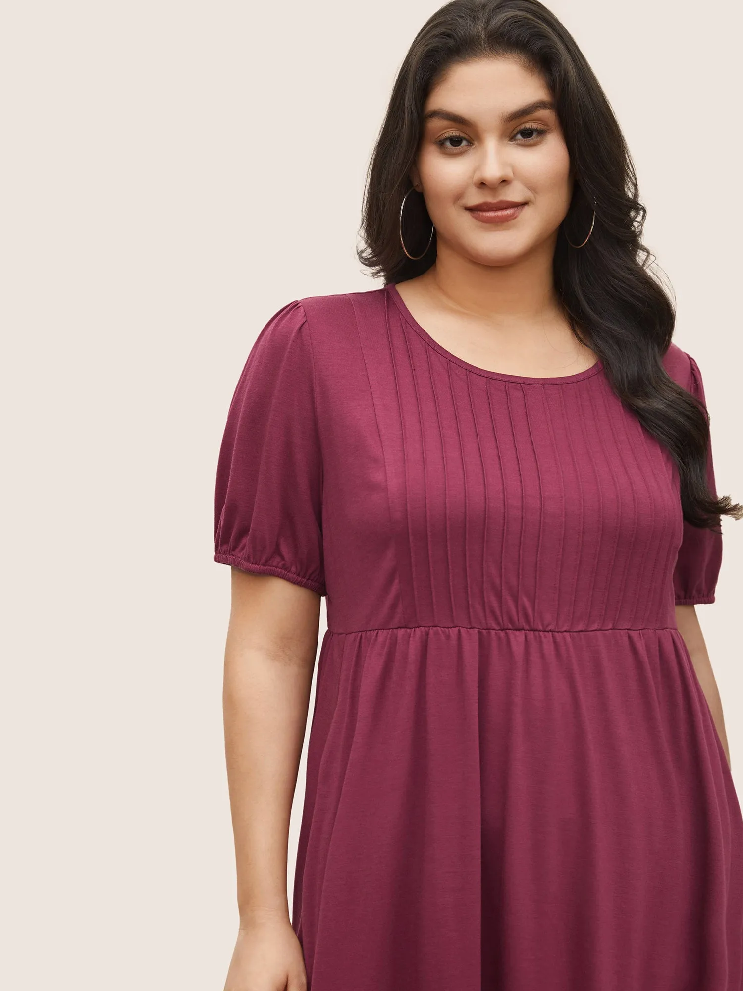 Supersoft Essentials Plain Pleated Patchwork Ruffle Hem Dress sold by Bloomchic product image thumbnail 4