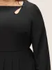 Anti-Wrinkle Asymmetrical Neck Keyhole Pleated Hem Dress sold by Bloomchic