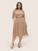 Square Neck Texture Embroidered Mesh Dress sold by Bloomchic
