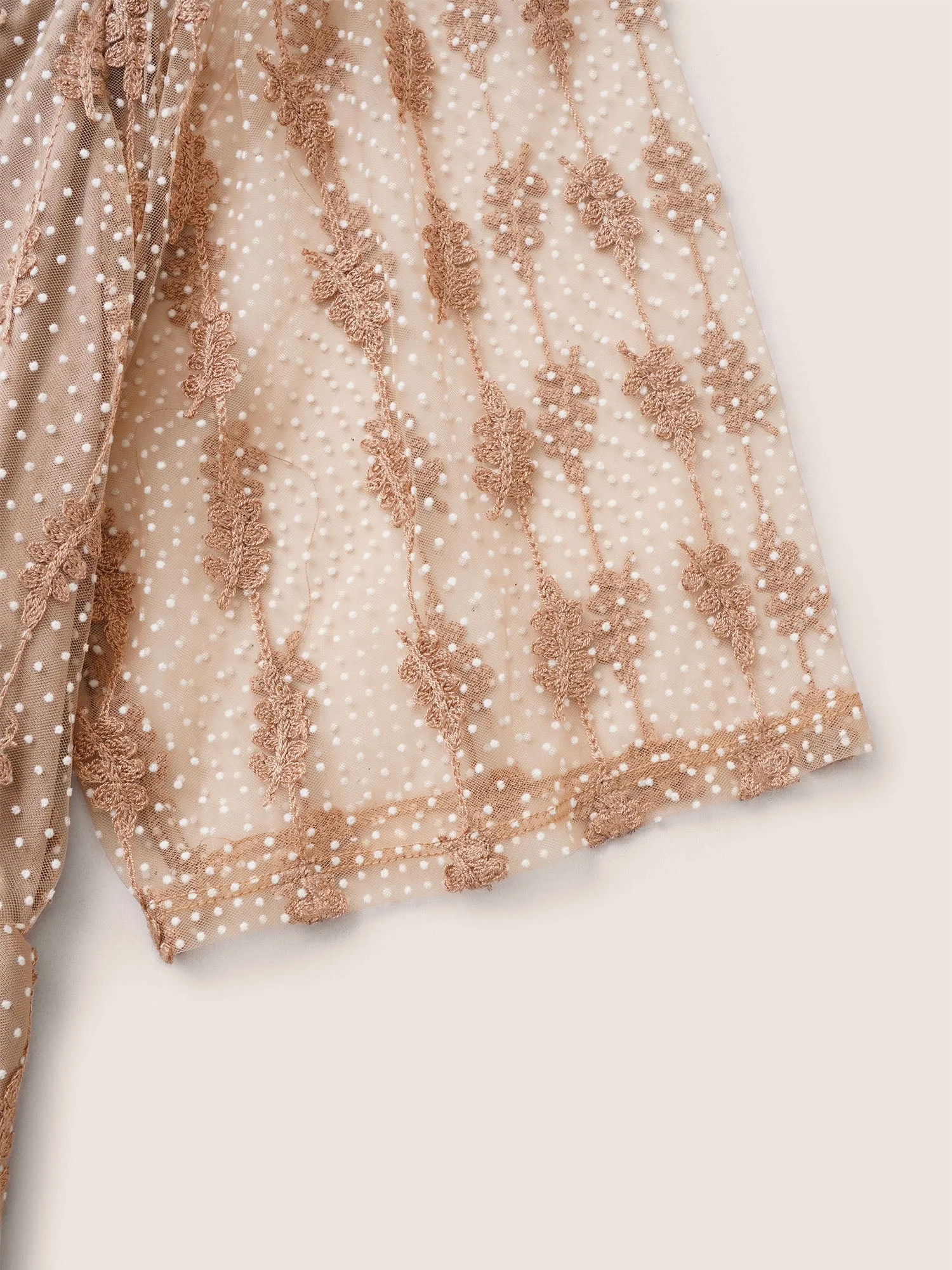 Square Neck Texture Embroidered Mesh Dress sold by Bloomchic product image thumbnail 5