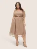 Square Neck Texture Embroidered Mesh Dress sold by Bloomchic
