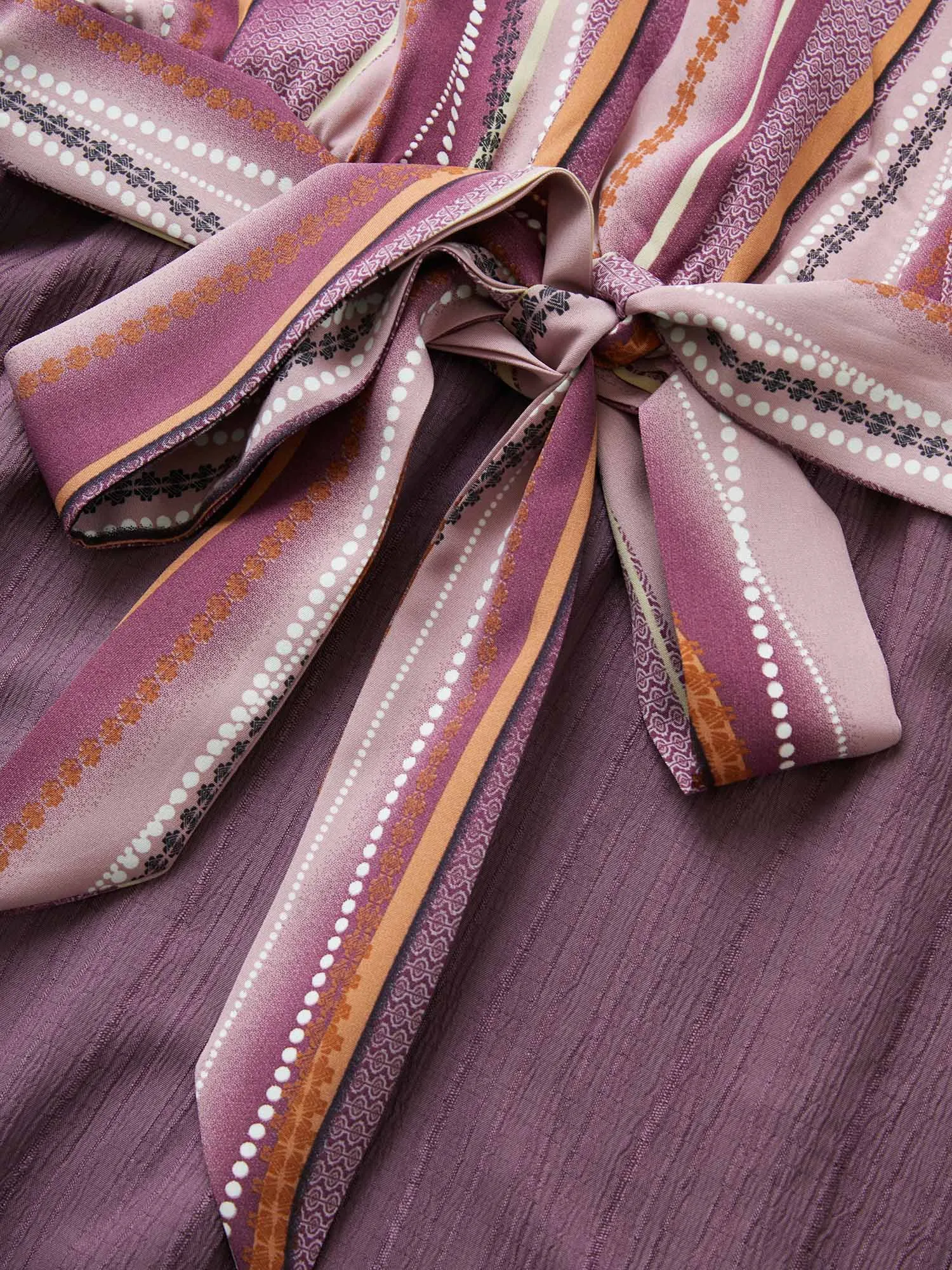 Striped Patchwork Overlap Collar Ties Dress sold by Bloomchic product image thumbnail 5