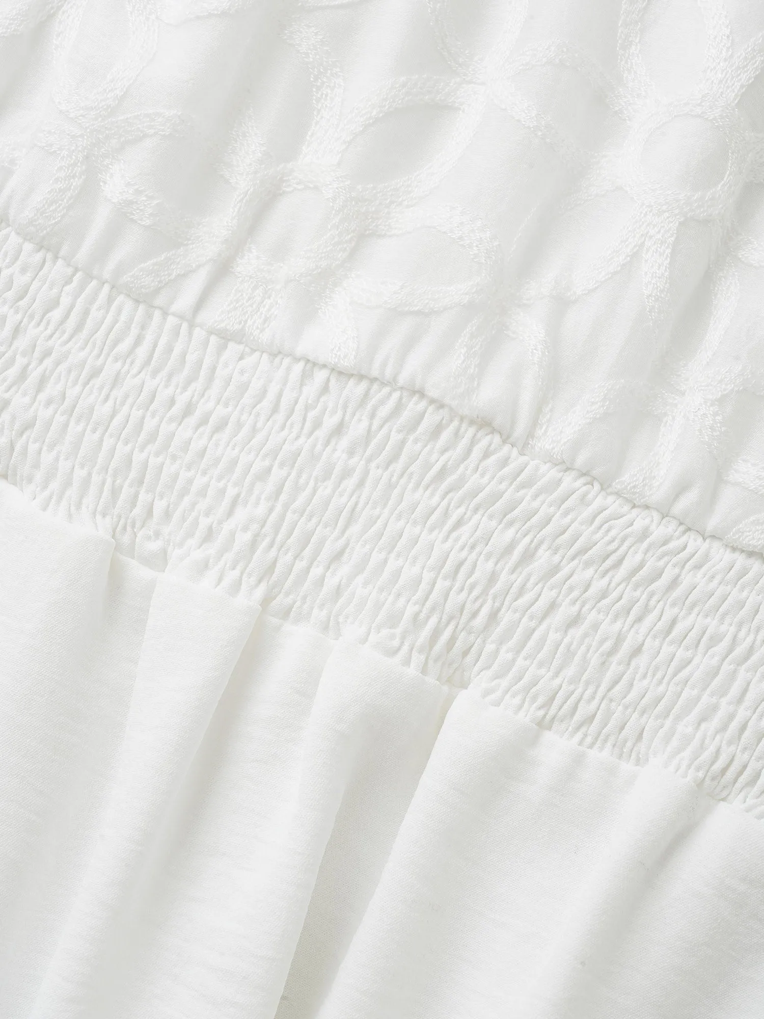 Graphic Plisse Shirred Patchwork Flutter Sleeve Dress sold by Bloomchic product image thumbnail 5