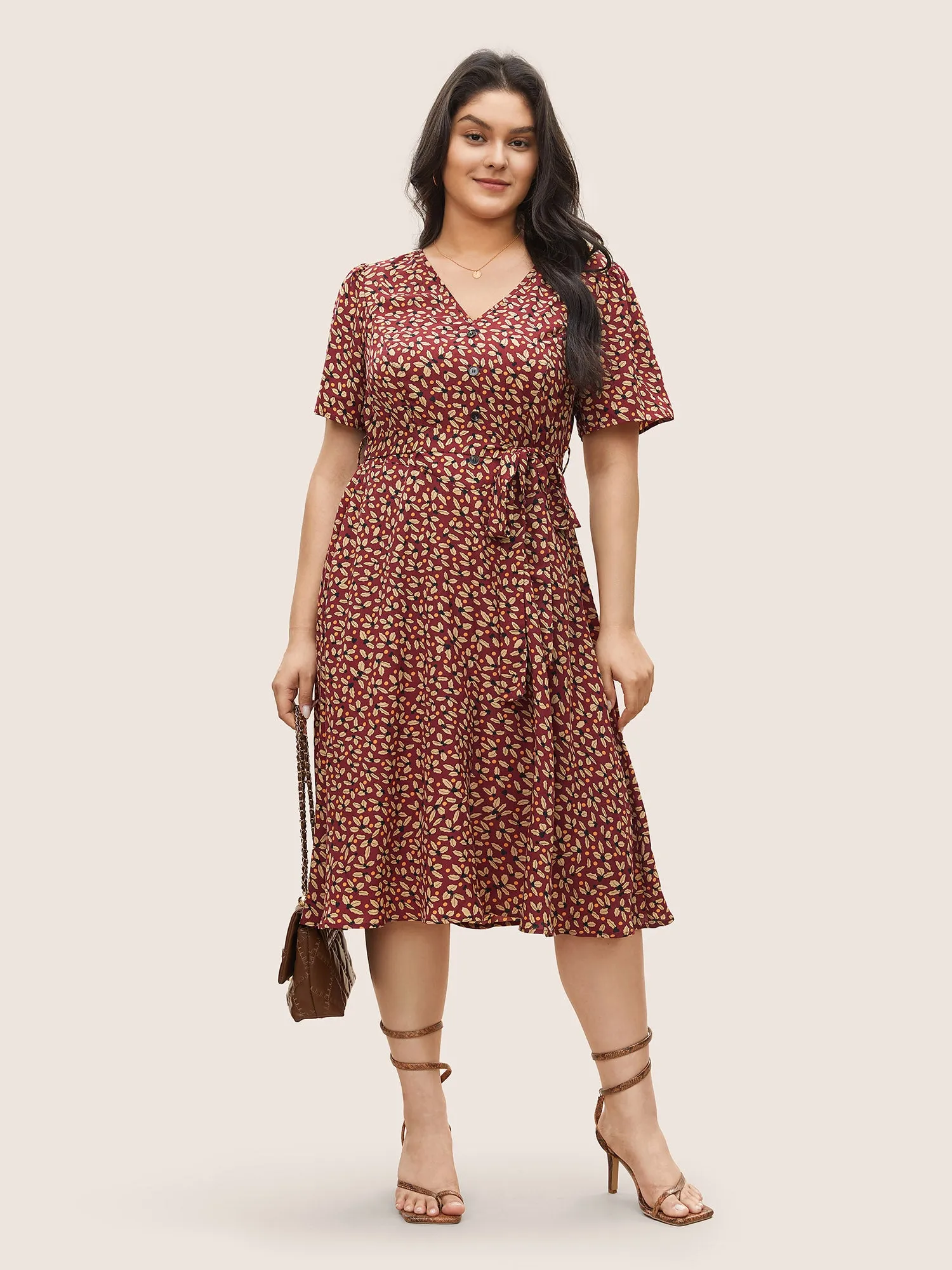 Geometric Graphic Button Detail Pocket Dress sold by Bloomchic product image thumbnail 3