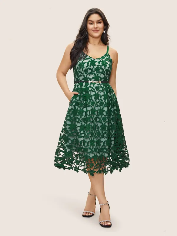 Geometric Patchwork Cut Out Adjustable Straps Dress sold by Bloomchic