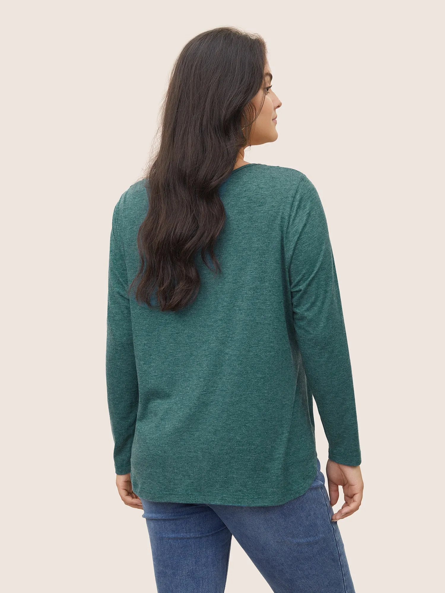 Solid Eyelet Lace Curved Hem T-shirt sold by Bloomchic product image thumbnail 5