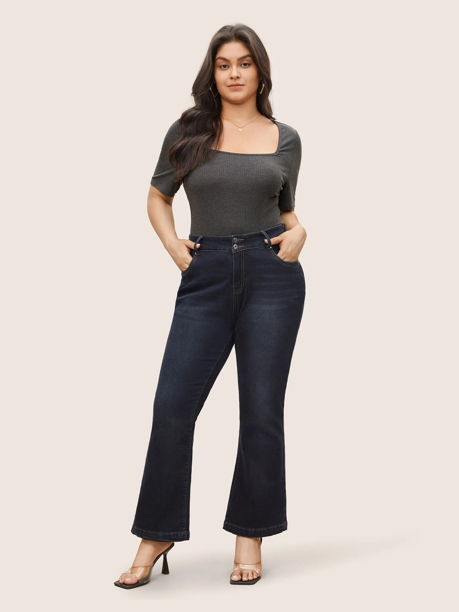 Solid Textured Square Neck Fit T-shirt sold by Bloomchic product image thumbnail 3