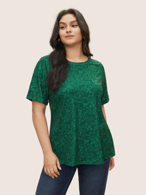 Ditsy Floral Print Crew Neck T-shirt sold by Bloomchic