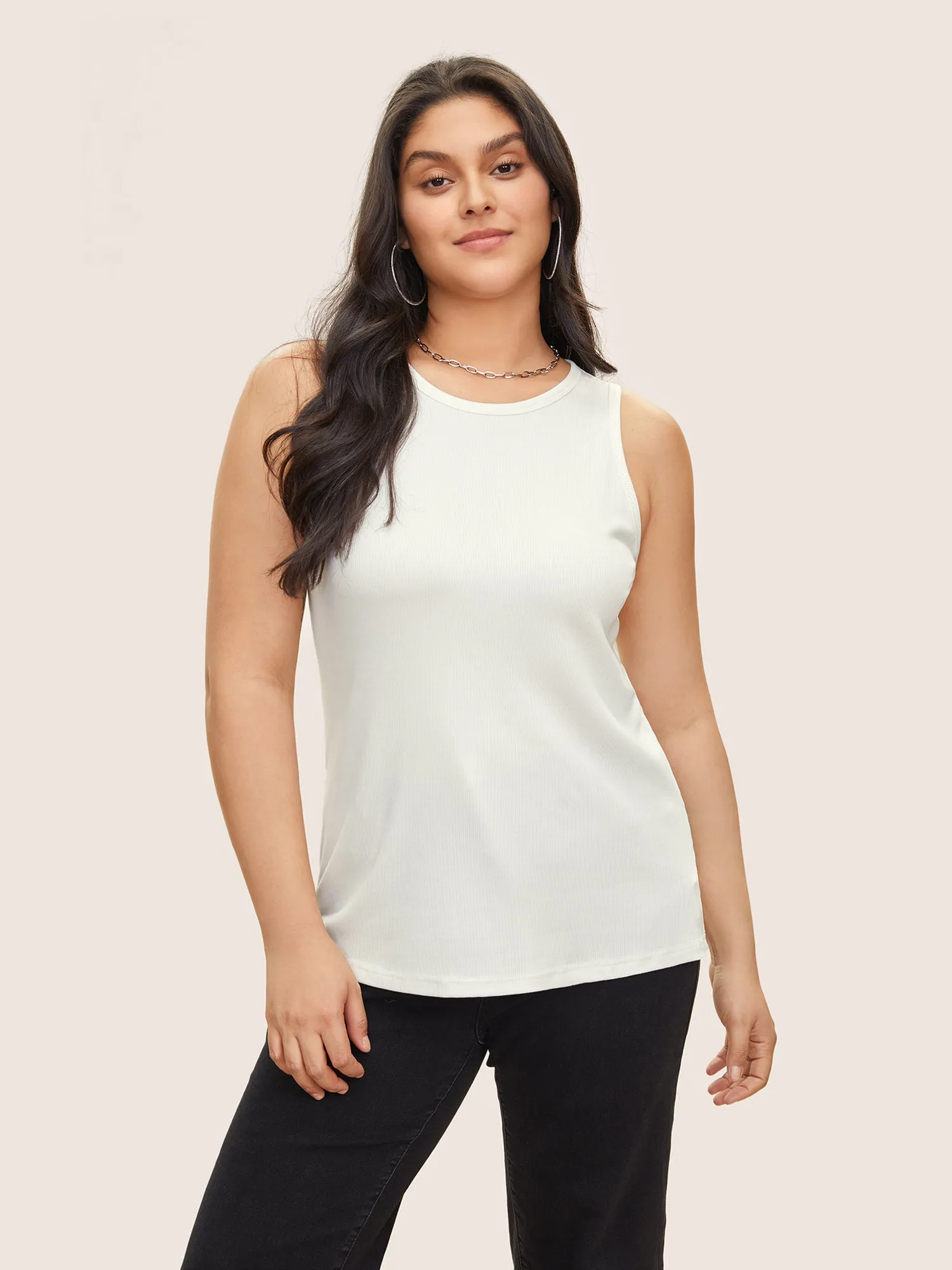 Solid Ribbed Knit Tank Top sold by Bloomchic