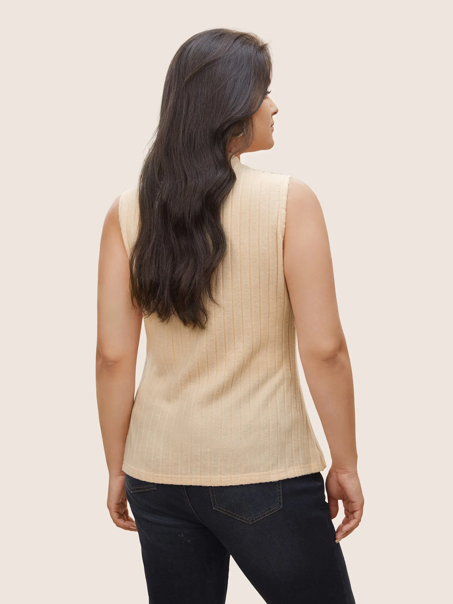 Plain Texture Mock Neck Tank Top sold by Bloomchic product image thumbnail 2