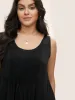Solid Shirred Crew Neck Gathered Tank Top sold by Bloomchic
