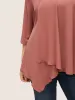 Static-Free Plain Asymmetrical Hem Patchwork Blouse sold by Bloomchic