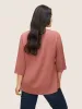 Static-Free Plain Asymmetrical Hem Patchwork Blouse sold by Bloomchic
