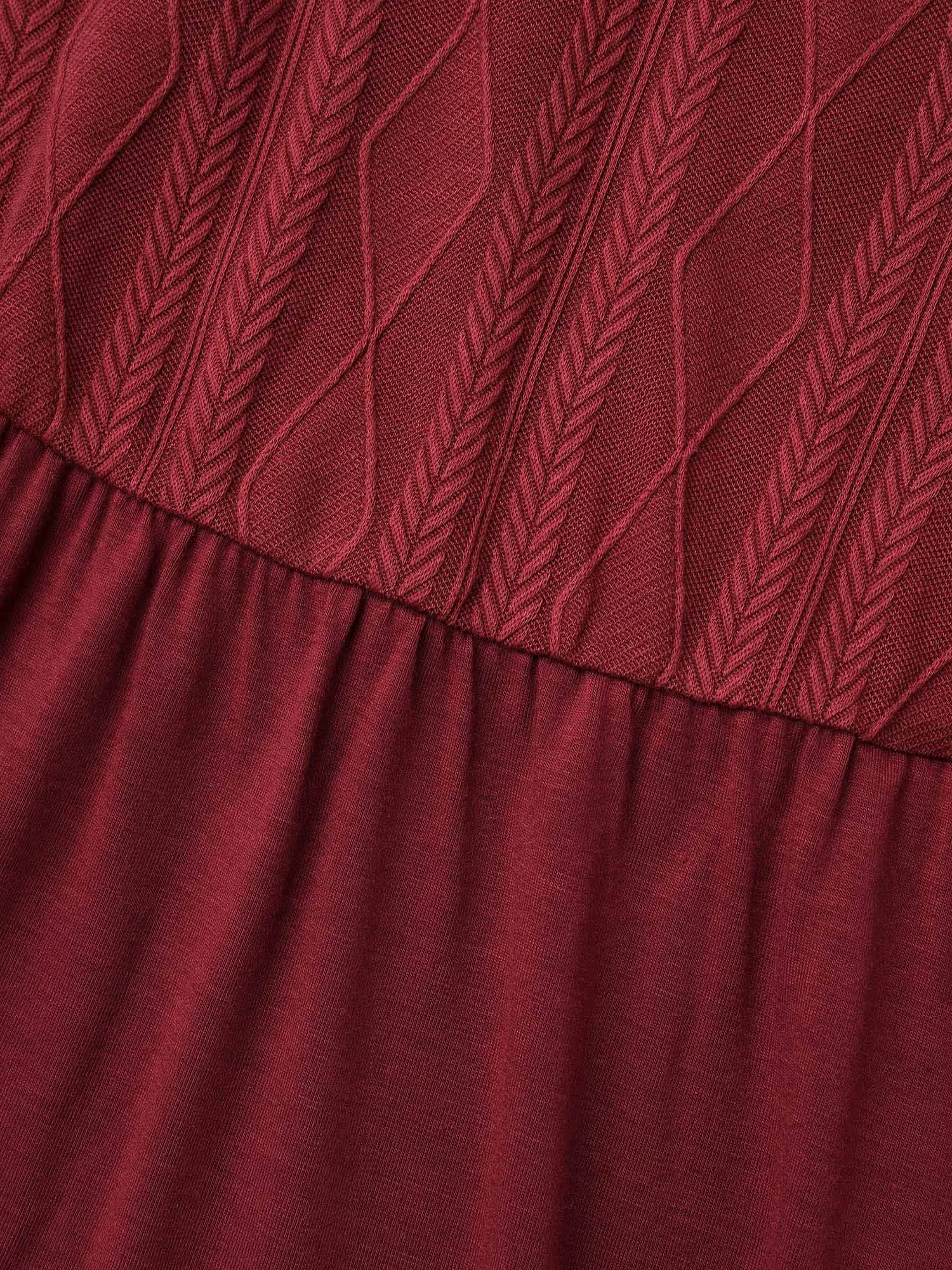 Cable Knit Round Neck Elastic Waist Midi Dress sold by Bloomchic product image thumbnail 5