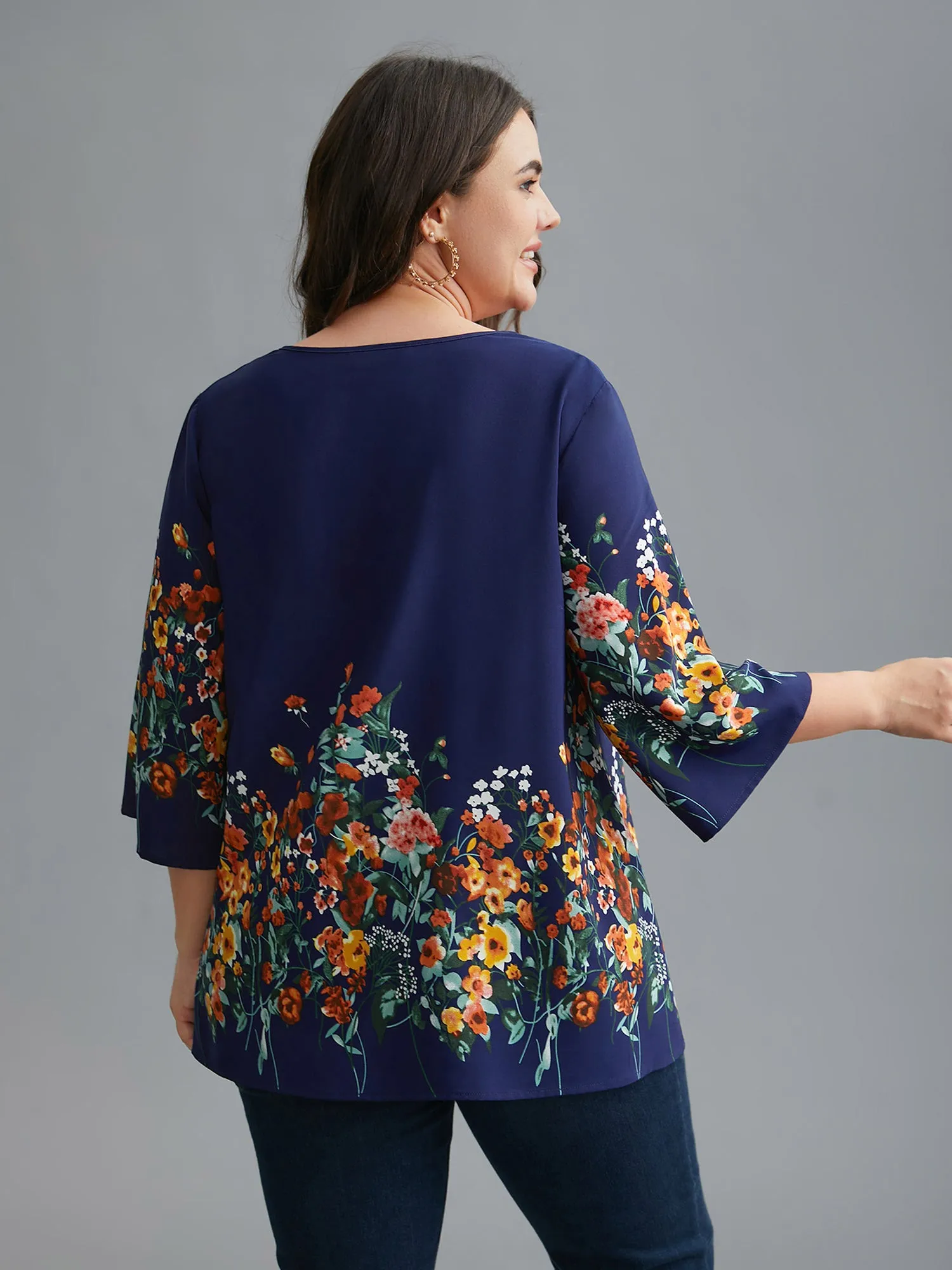 Floral V Neck Cut-Out Lace Blouse sold by Bloomchic product image thumbnail 5