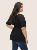 Broderie Anglaise Patchwork Lantern Sleeve Shirred Blouse sold by Bloomchic