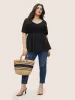Broderie Anglaise Patchwork Lantern Sleeve Shirred Blouse sold by Bloomchic