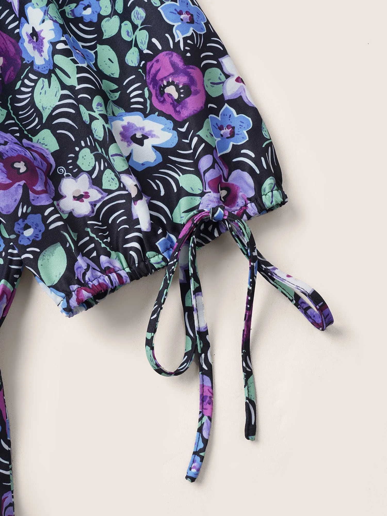 Floral Print Bowknot Side Square Neck Blouse sold by Bloomchic product image thumbnail 5