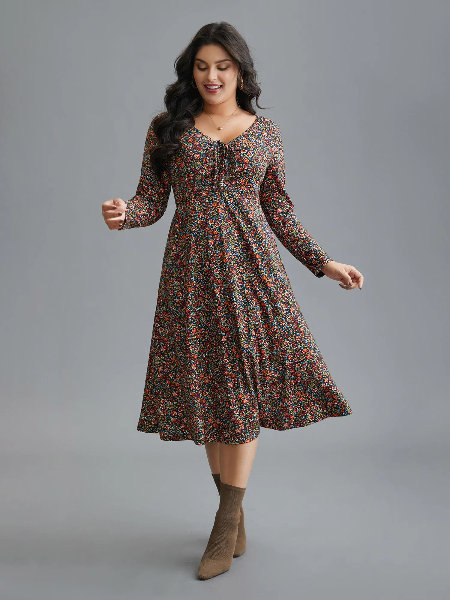 Ditsy Floral Drawstring Midi Dress sold by Bloomchic