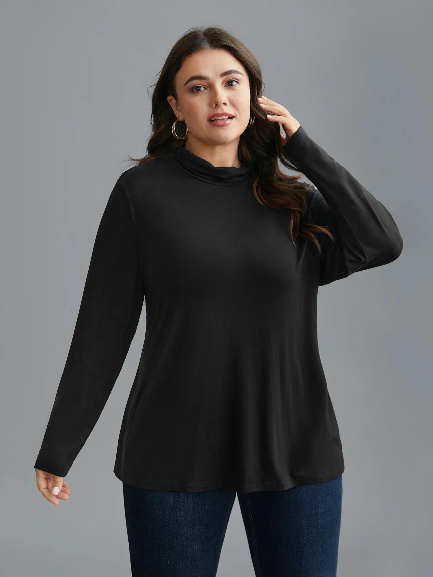 Supersoft Essentials Solid Mock Neck T-shirt sold by Bloomchic product image thumbnail 3