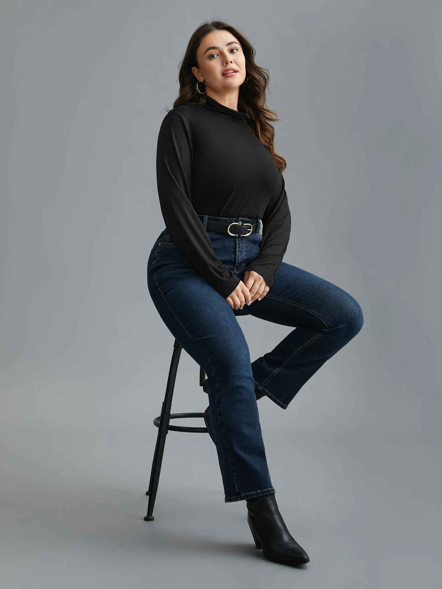 Supersoft Essentials Solid Mock Neck T-shirt sold by Bloomchic product image thumbnail 5